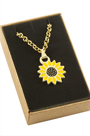 Ayçiçeği Mineli Kutulu Kolye