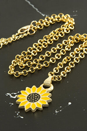 Ayçiçeği Mineli Kutulu Kolye