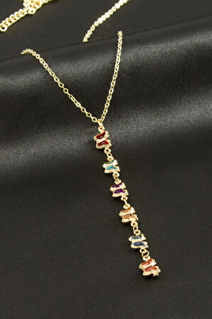 Kelebek Kristal Taşlı Y Kolye