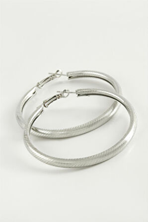 Çizgili Boru Halka Küpe 5,5 cm