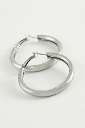 Çizgili Boru Halka Küpe 3,5 cm