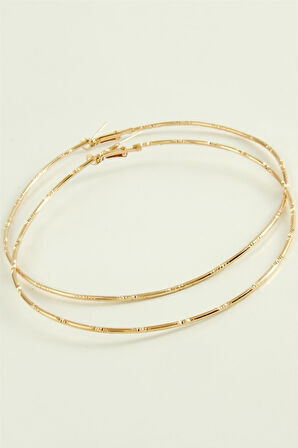 Çizgili Metal Halka Küpe 8-9-10 cm