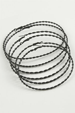 Burgulu Metal Halka Küpe 6 Adet