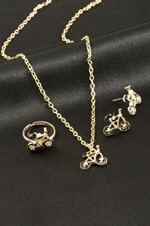 Bisiklet Mineli Set Kolye