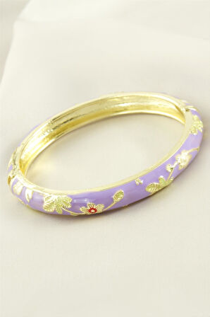 Çiçek İşlemeli Mineli Kelepçe Bileklik