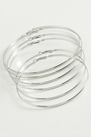 Düz Metal Halka Küpe 6 Adet