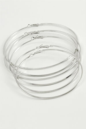 Çizgili Ezme Metal Halka Küpe 6 Adet