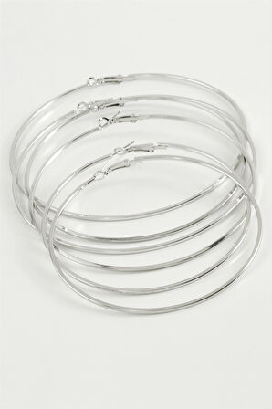 Düz Metal Halka Küpe 6 Adet