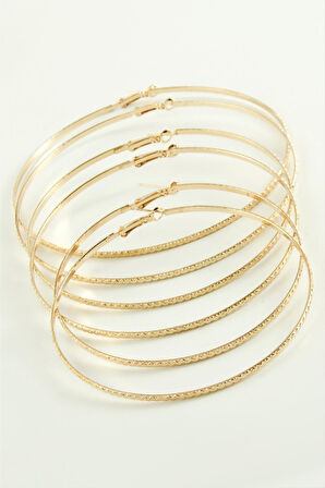 Zikzak Desenli Metal Halka Küpe 6 Adet