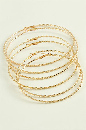 Burgulu Metal Halka Küpe 6 Adet