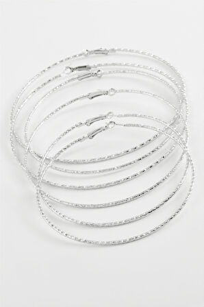 Çizgili Metal Halka Küpe 6 Adet