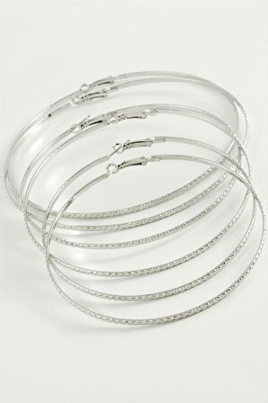 Zikzak Desenli Metal Halka Küpe 6 Adet