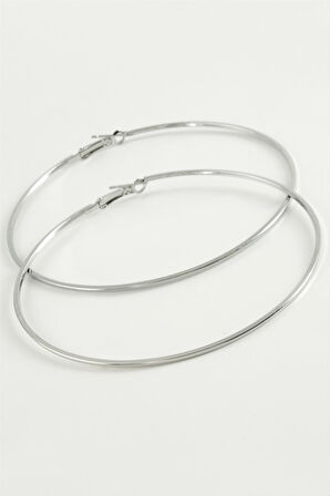 Ezme Çizgili Metal Halka Küpe 8-9-10 cm