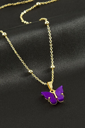 Kelebek Figürlü Polyester Kolye