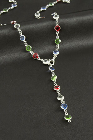 Yuvarlak Zirkon Taşlı Y Kolye