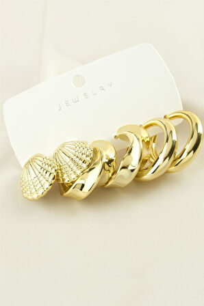 6 Adet İstiridye Trend Metal Küpe