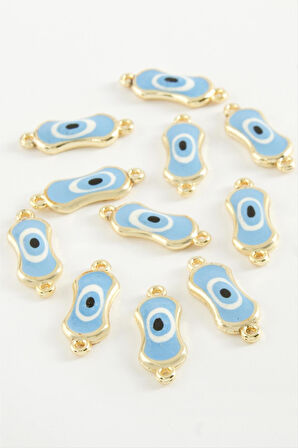 Oval Nazar Çift Kulplu Mineli Bileklik ve Kolye Ucu Aparatı 1 Adet