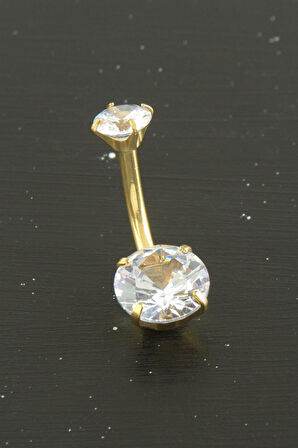 Yuvarlak Zirkon Taşlı Çelik Piercing 1 Adet