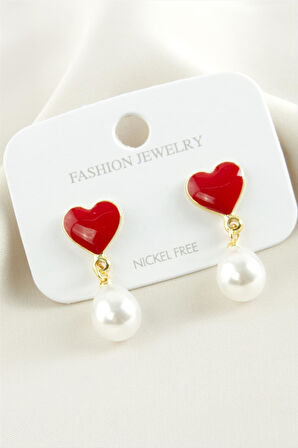 Kalp Mineli İnci Küpe