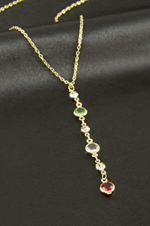 Kristal Taşlı Y Kolye