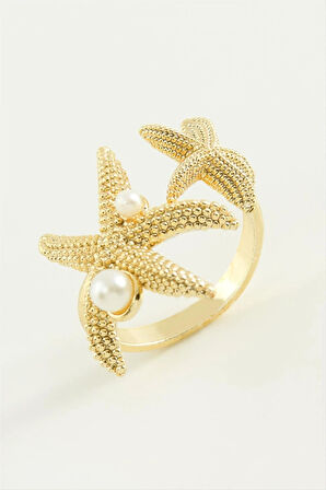 Deniz Yıldızı İnci Metal Yüzük