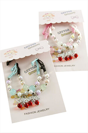 2 Adet Kiraz Zirkon Taşlı Lüks İp Bileklik