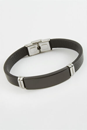 İsim Yazılabilir Deri Çelik Bileklik