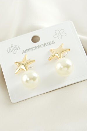 Yıldız Metal İnci Küpe