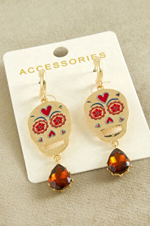 Taşlı Kuru Kafa Zr Model Küpe