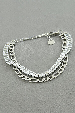 Baget Taşlı Lüks Çelik Bileklik