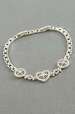 Xuping Kalp Zirkon Taşlı Lüks Çelik Bileklik