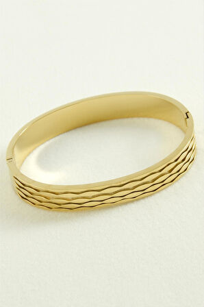 Oval Lüks Çelik Kelepçe Bileklik