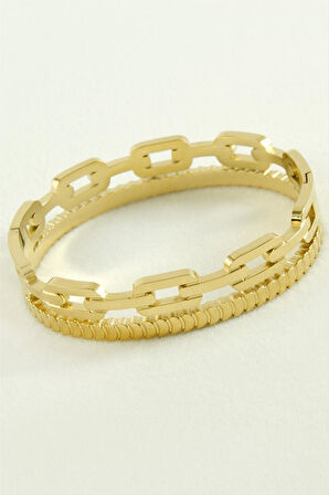 Zincir Şekilli Lüks Çelik Kelepçe Bileklik