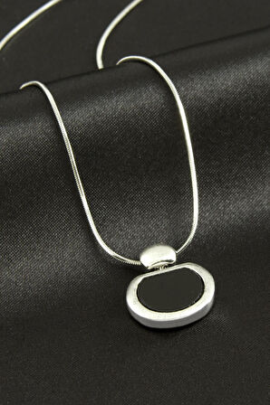 Oval Lüks Çelik Kolye