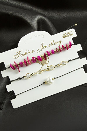 3 Adet Yıldız Kırık Doğaltaş Bileklik