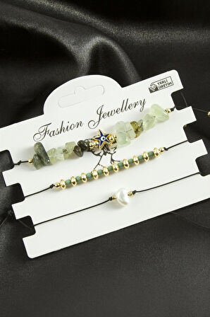 3 Adet Deniz Yıldız Mineli Kırık Doğaltaş Bileklik