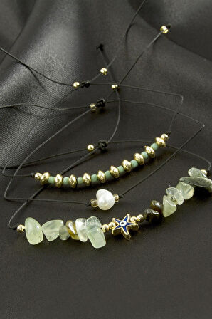 3 Adet Deniz Yıldız Mineli Kırık Doğaltaş Bileklik