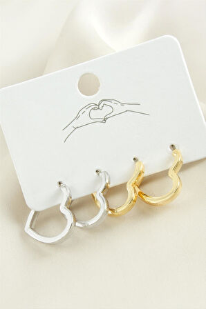 4 Adet Kalp Metal Küpe