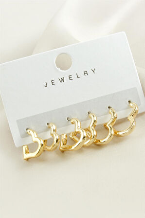 6 Adet Kalp Metal Küpe