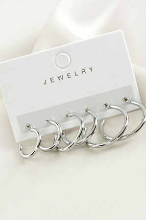 6 Adet Boru Trend Halka Küpe 1,5-2-2,5 cm