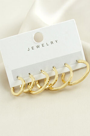 6 Adet Ezme Trend Halka Küpe 1,5-2-2,5 cm