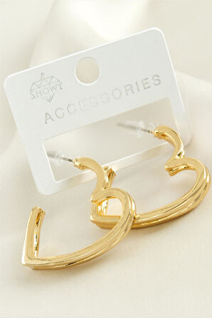 Kalp Çift Sıra Metal Küpe