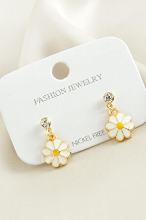 Papatya Taşlı Mineli Küpe