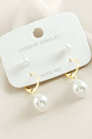 4 Adet Damla İnci Küpe