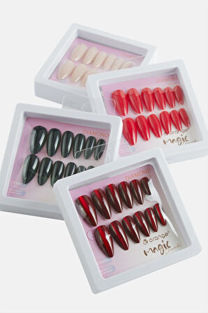 Orange Kedi Gözlü Takma Tırnak