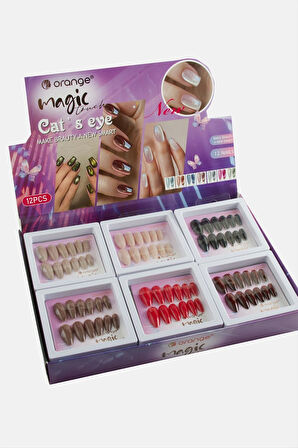 Orange Kedi Gözlü Takma Tırnak