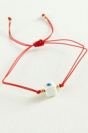 Cam Boncuk Makrome İp Bileklik