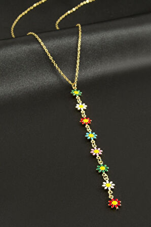 Papatya Mineli Çelik Y Kolye