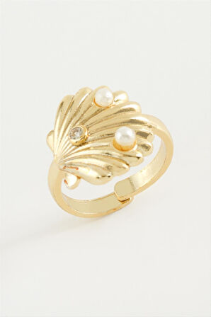 İstiridye İnci Metal Yüzük