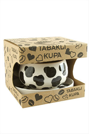 Benekli Desenli Seramik Tabaklı Kupa